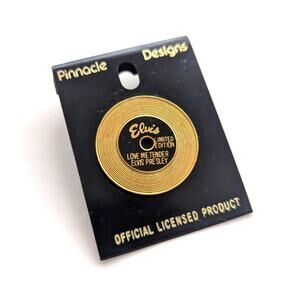 Vintage Pinnacle Designs Elvis Presley Love Me Tender Collectible Record Pin NWT